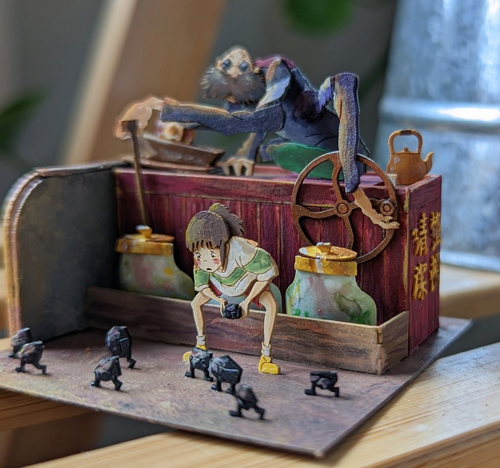 kupoknots's tweet photo. I finished! Now to find a display case.. 

#miniature #miniatuart #StudioGhibli #千と千尋の神隠し #SpiritedAway #painting #citadelpaints @JP_GHIBLI https://t.co/Wq71dEMW4J