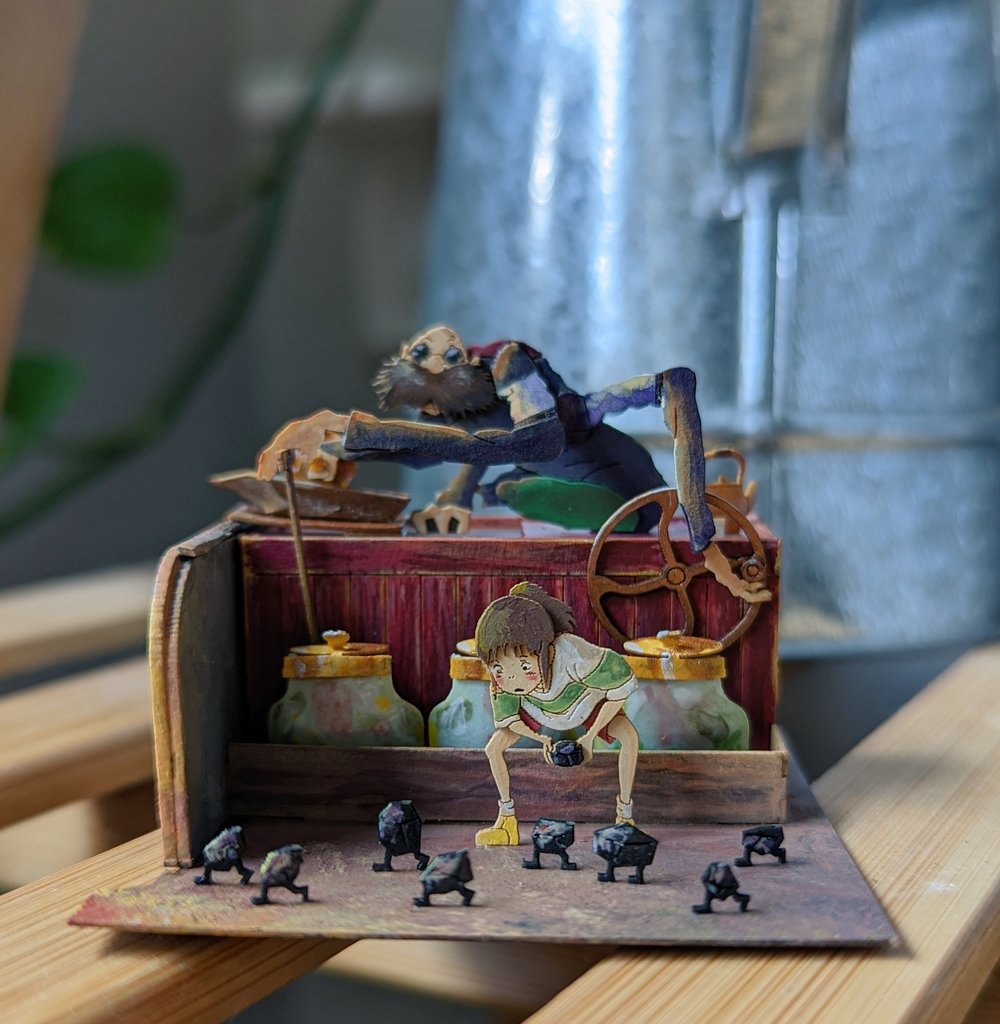 kupoknots's tweet photo. I finished! Now to find a display case.. 

#miniature #miniatuart #StudioGhibli #千と千尋の神隠し #SpiritedAway #painting #citadelpaints @JP_GHIBLI https://t.co/Wq71dEMW4J