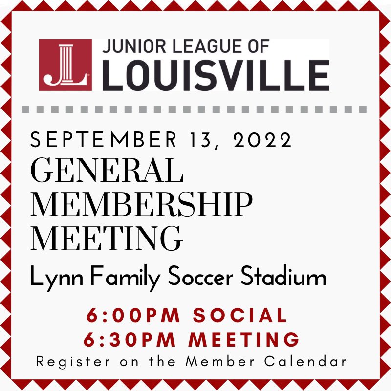 JLL Members: save the date, sign up on the calendar today, and plan to attend our first GMM of the year on September 13 at Lynn Family Soccer Stadium! ⚽️ #iamjll #jllou #jlbettertogether #Louisville