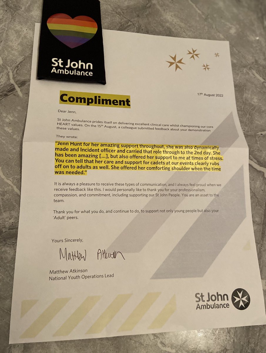 Jennibelle13's tweet photo. What a treat to get home from a busy shift supporting our Young People at Manchester Pride to this lovely letter ☺️💚 #MySJADay https://t.co/h19xVNfEnz