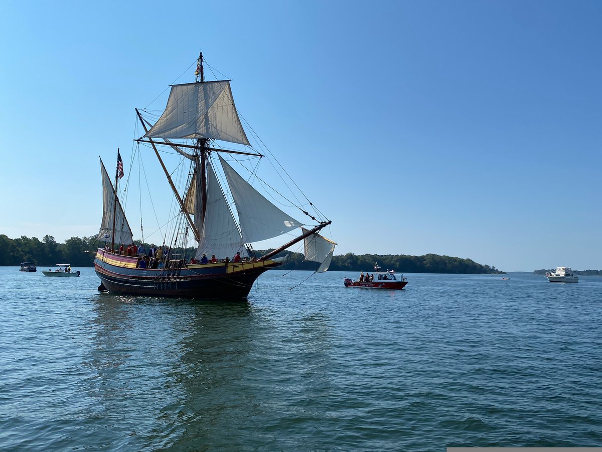 This morning, Fire Boat 5 was honored to take part along with Boats 4 and 6 escorting the new #MarylandDove into its home <a href="/HistoricStMarys/">HistoricStMarysCity</a>.
