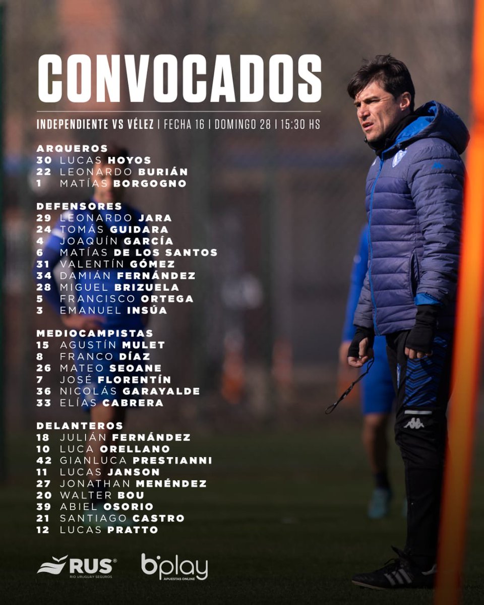PasionFortinera's tweet photo. 📋 Con la presencia del juvenil @EliiasCabrera10, estos son los convocados por @CaciqueMedina para el encuentro entre #Vélez e Independiente. https://t.co/58lt86wOkS