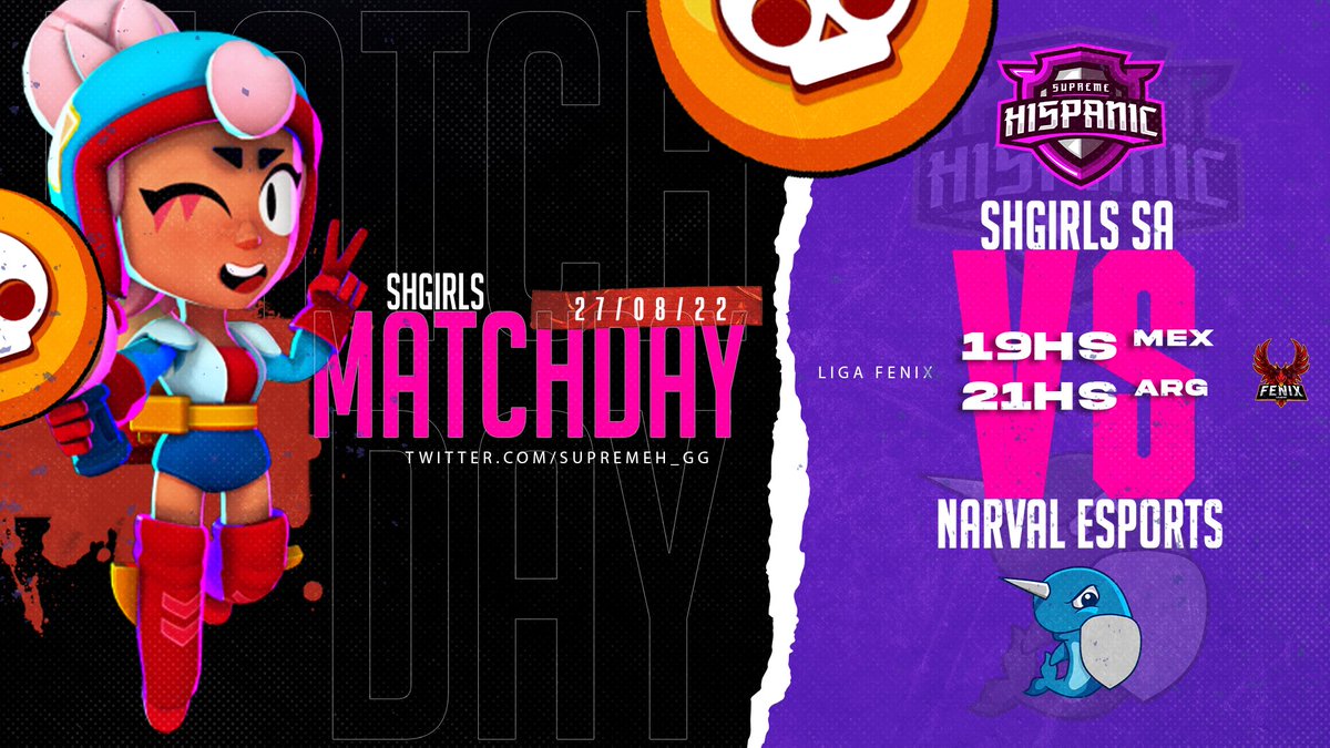 Supreme Hispanic 🏆 (@supremeh_gg) on Twitter photo ⚔️ MATCHDAY SA ⚔️
Hoy jugamos la Jornada 1 de la <a href="/Fenix_LeagueBS/">Fenix League</a> 🔴
🆚 <a href="/NarvalEsports/">Narval Esports</a>
🇲🇽 19hrs | 🇦🇷 21hrs
#BeSupreme🟣 ⚔️ MATCHDAY SA ⚔️
Hoy jugamos la Jornada 1 de la <a href="/Fenix_LeagueBS/">Fenix League</a> 🔴
🆚 <a href="/NarvalEsports/">Narval Esports</a>
🇲🇽 19hrs | 🇦🇷 21hrs
#BeSupreme🟣