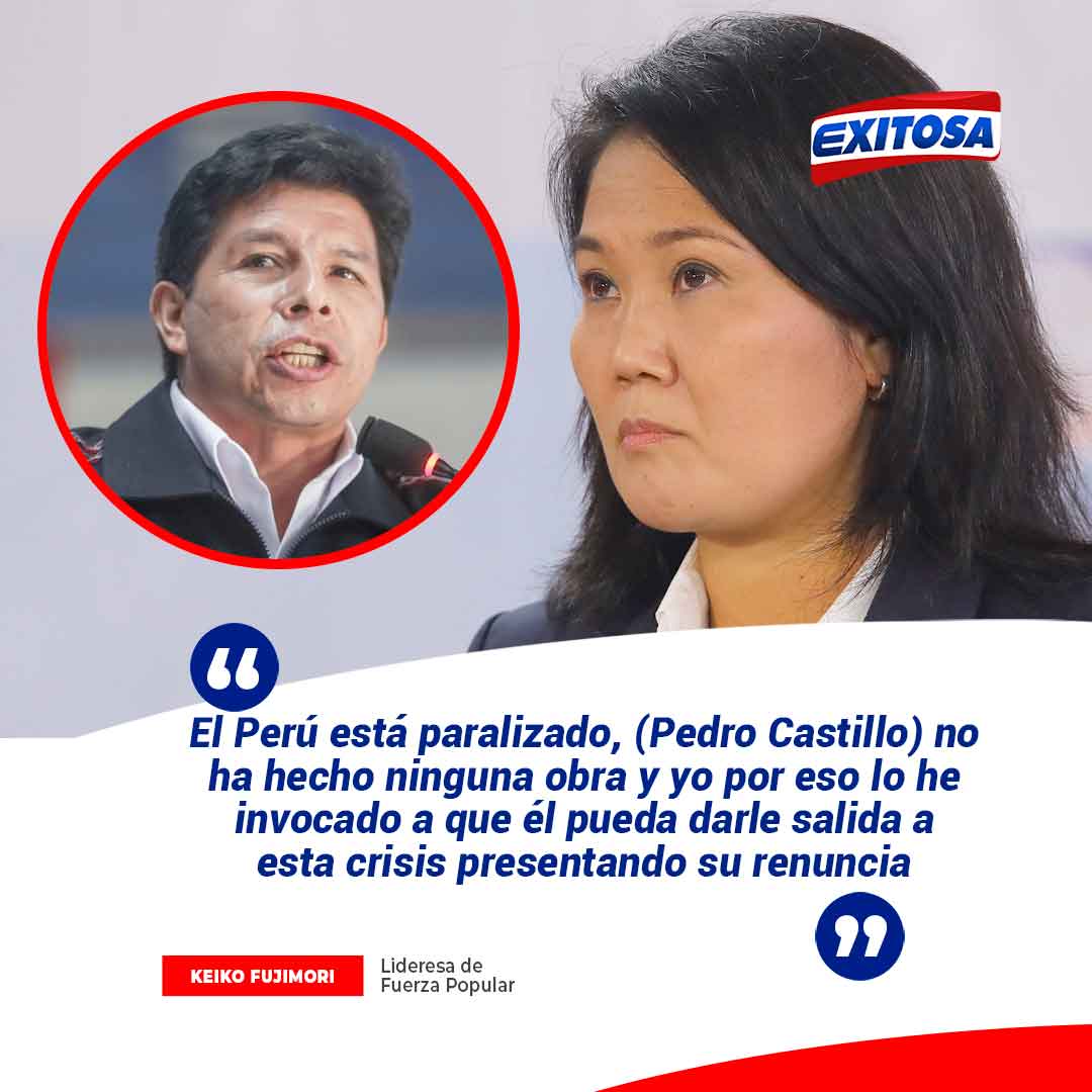 exitosape's tweet photo. 🔵🔴 "El cargo le ha quedado muy grande al señor Pedro Castillo y ha demostrado que no tiene la capacidad, y que las decisiones, o las pocas decisiones que está tomando, las está tomando muy mal", expresó la lideresa de Fuerza Popular, Keiko Fujimori. https://t.co/xFtOjZogHr
