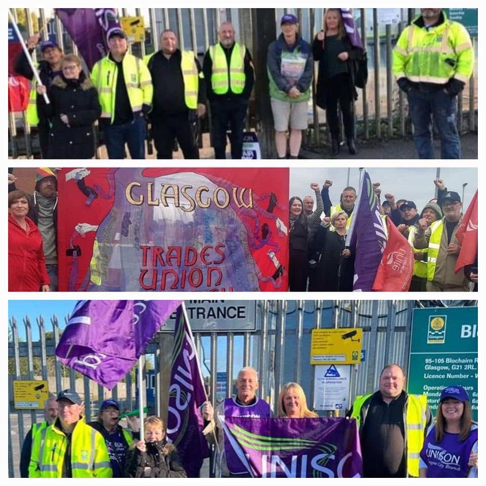 unison_glasgow's tweet image. Waste Workers Picket Lines again this morning ✊️✊️✊️ #SupportStrikes #Glasgow #UNISON