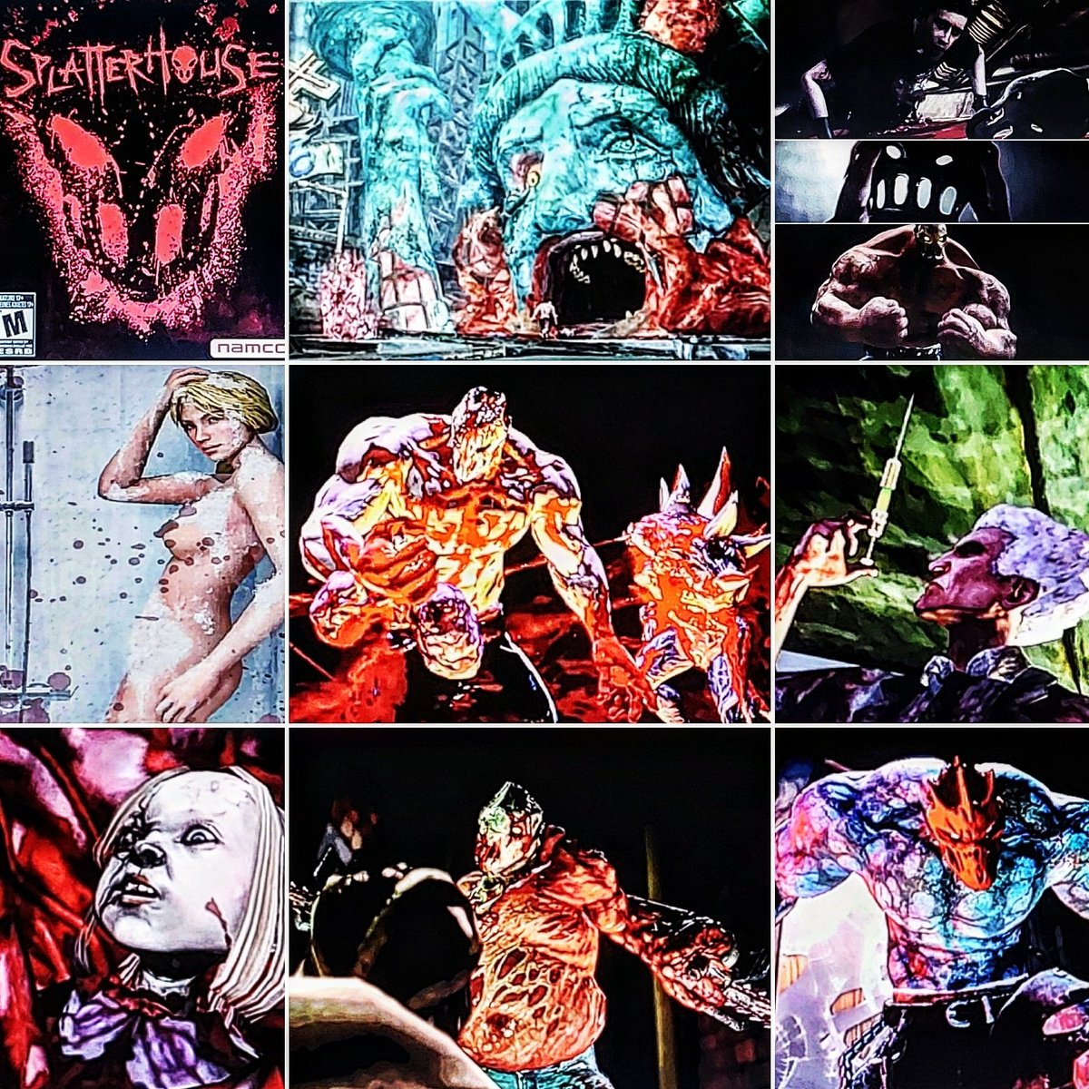 owikj's tweet photo. Rewatched a #walkthrough of the #namco PS3/Xbox360 game #splatterhouse2010 #splatterhouse
#jimcummings #terrormask
#ricktaylor #jenniferwillis #drhenrywest #guardian #ghast #kidneys #livingdoll #biggyman #mirrorrick #brokenmirror #lovecraftianhorror #bloodsplatter #gore https://t.co/sWWWvUJlST