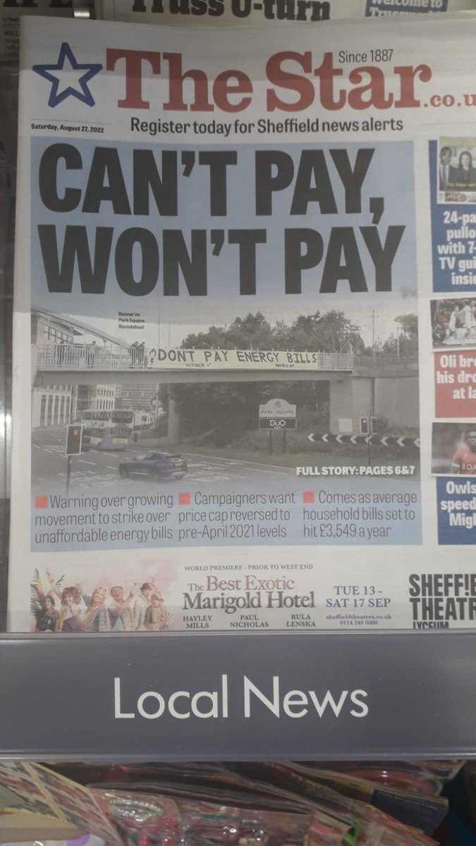 Front page of the local paper in sheffield @DontPaySheff