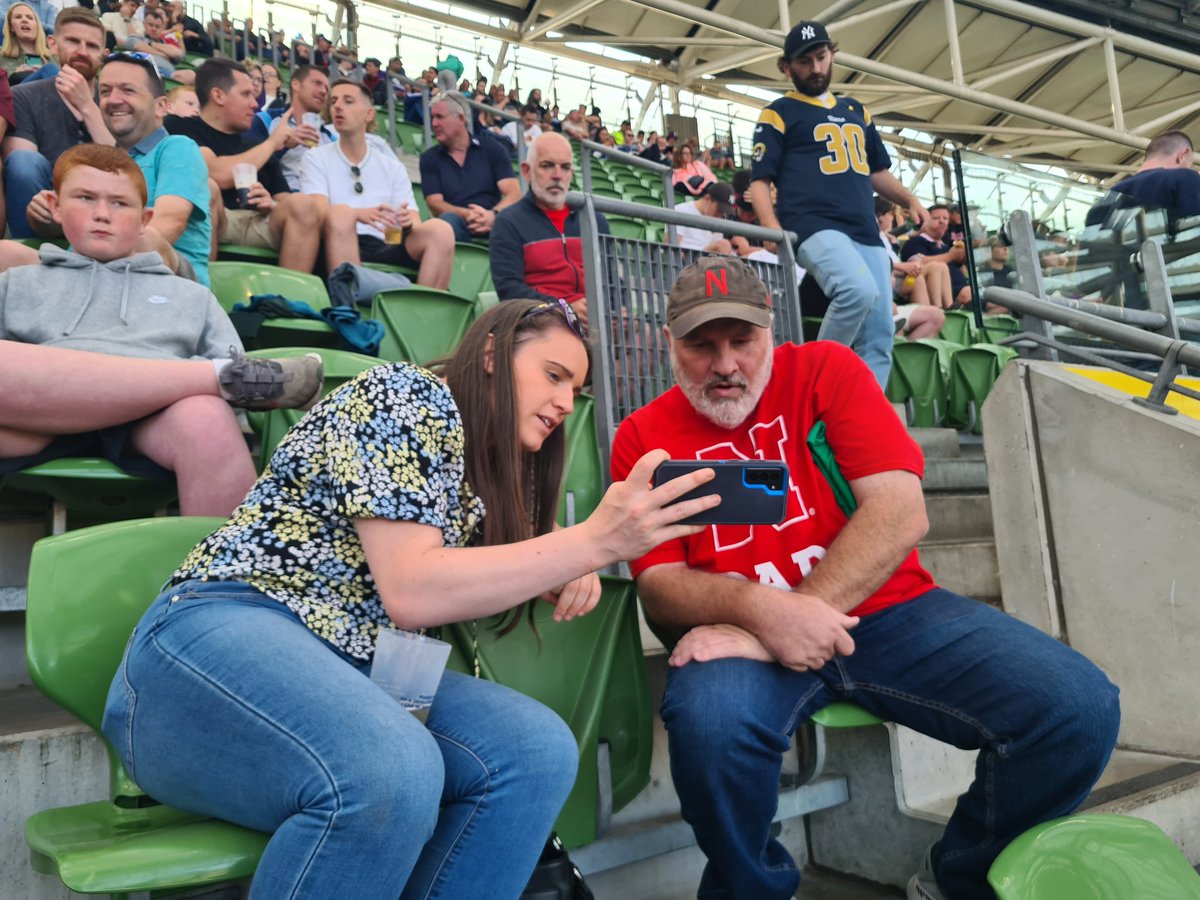 OfficialCamogie's tweet photo. @CorkCamogie Amy Lee giving a lesson in Camogie to @NUFBFamily and @HuskerFBNation fans. @cfbireland @AVIVAStadium   
@Dimplex_Ireland
#TouchDownIrleand #Camogie #GoTogether #GlenDimplex #AmyLee https://t.co/yH4F5inG8R
