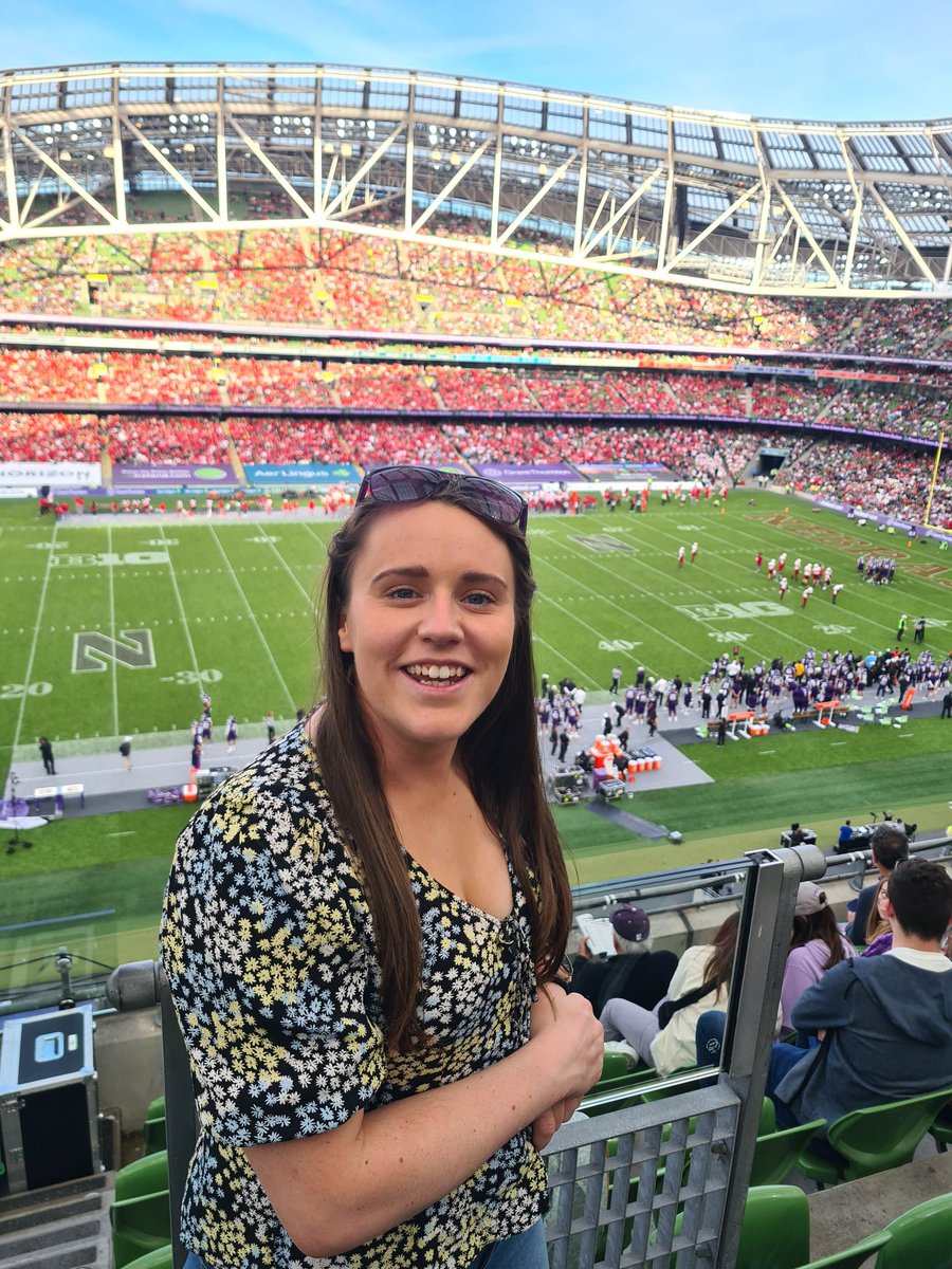 OfficialCamogie's tweet photo. @CorkCamogie Amy Lee giving a lesson in Camogie to @NUFBFamily and @HuskerFBNation fans. @cfbireland @AVIVAStadium   
@Dimplex_Ireland
#TouchDownIrleand #Camogie #GoTogether #GlenDimplex #AmyLee https://t.co/yH4F5inG8R