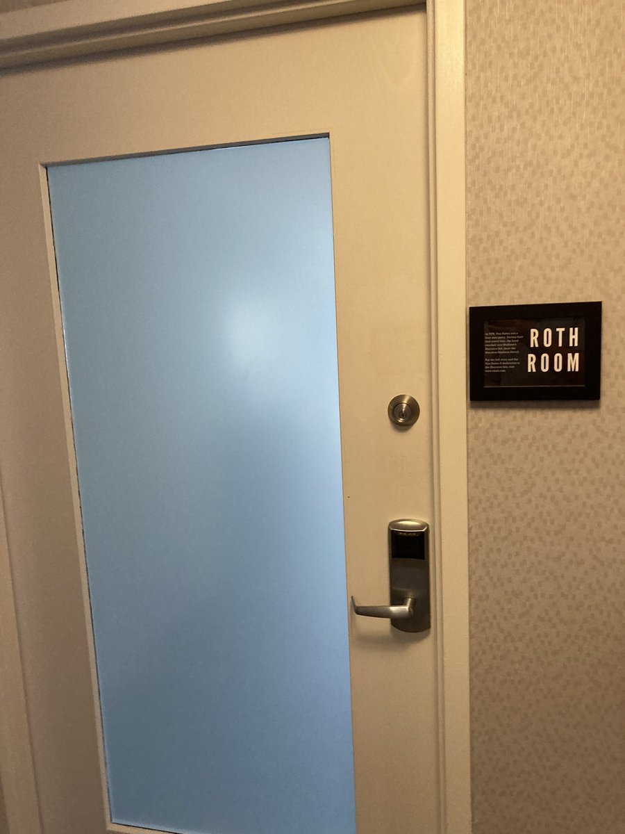 Music__Mentor's tweet photo. Still in Wisco @SheratonMadison. By chance, I passed the 'Roth Room' on our 7th floor. Hit @VanHalenNews Desk online &amp; found background story by @SusanMasino. https://t.co/zgtX3nunB2  Coincidentally, I just read some of this on Monday in @GregRenoff's A+ book '@VanHalen Rising'. https://t.co/dAGSYhSTPD