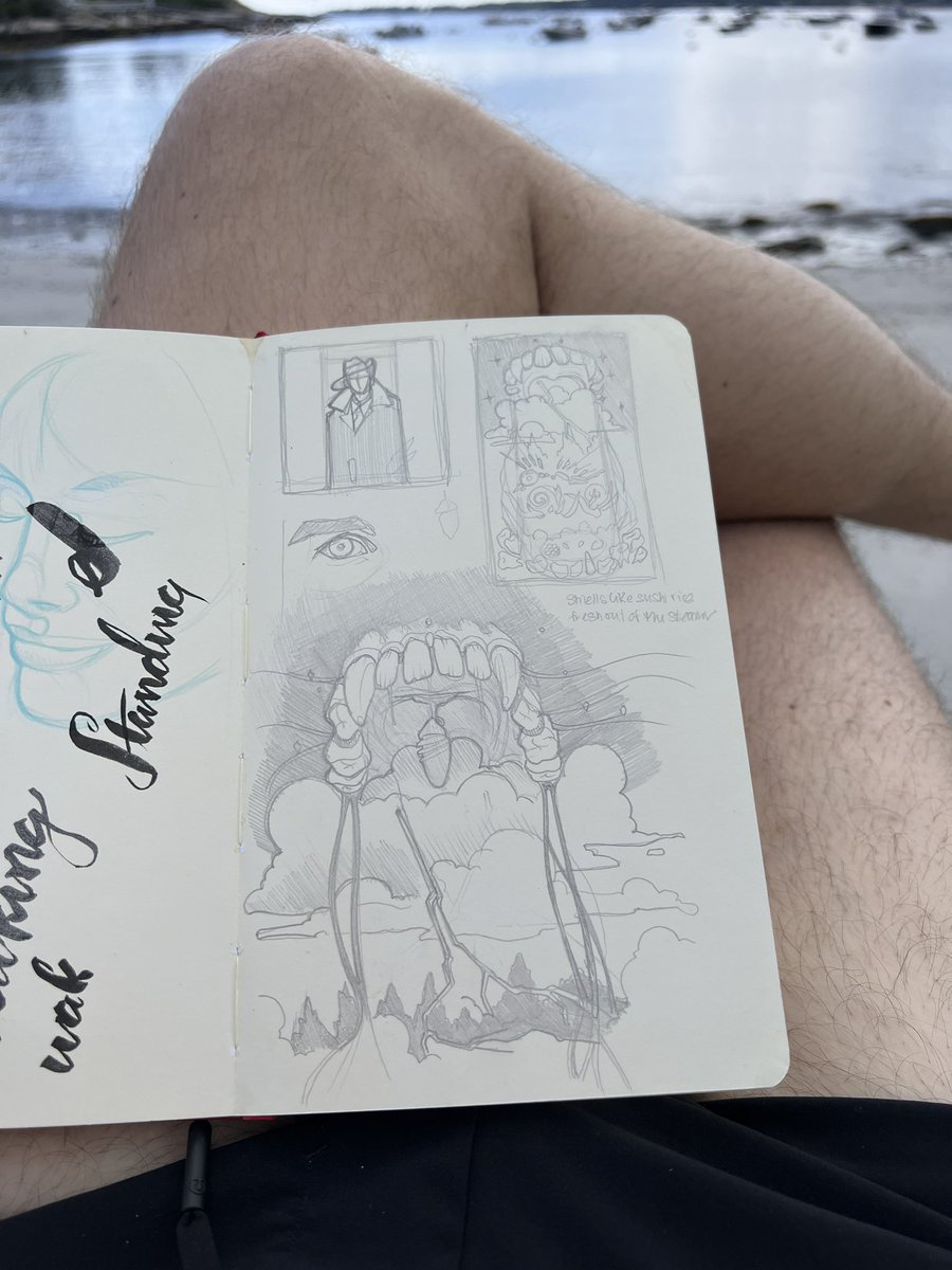 charnleymw's tweet photo. Sketchbook dump at the beach. https://t.co/tKR6hspOed