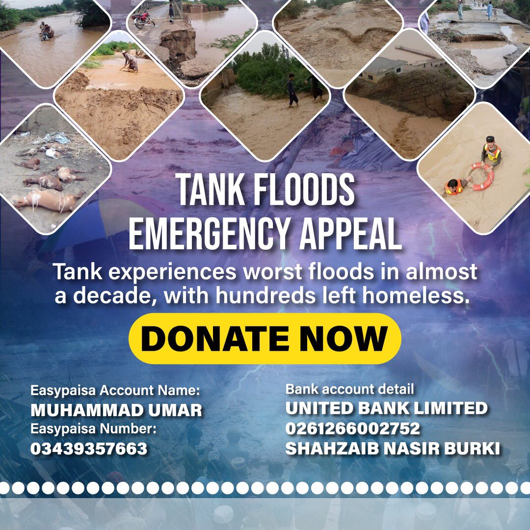 umar_mehsud's tweet photo. The people of Tank needs fund. Please donate us. #FloodsInPakistan #KPKUpdates #dams #Kumraat https://t.co/kJkdvIynGf