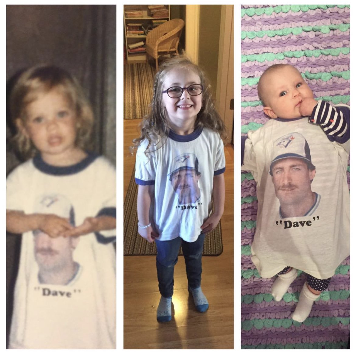 jennifer_heron's tweet photo. Me in 1985, my 2 daughters is 2015 same shirt!! Too small for all of us now lol!! #davestieb #number37 #ComeTogether #30years #1992champs #gojaysgo @BlueJays @Sportsnet @SNETCampbell @thehazelmae https://t.co/g28WsNelJp