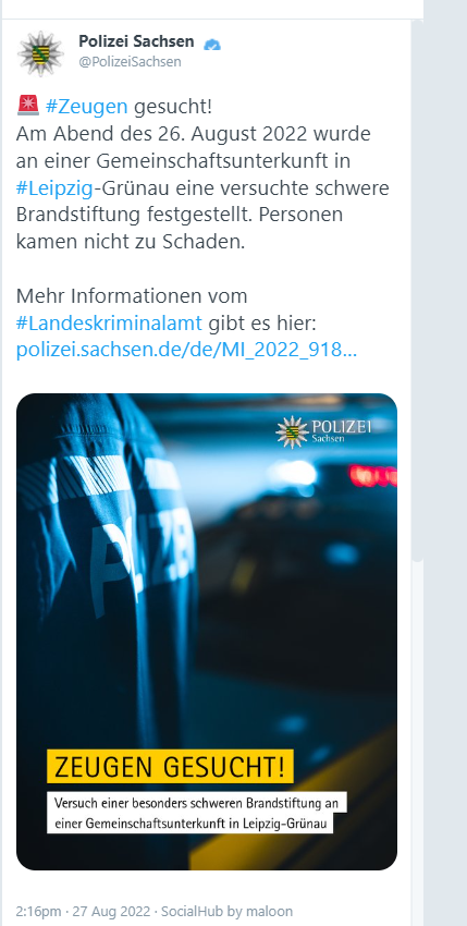 SvenIsHell's tweet photo. Polizei-Infos (Archive-Link): https://t.co/ThnrQWmbGA
#Leipzig #Sachsen #Lausen #Grünau #hassland https://t.co/Limi4ynLvs