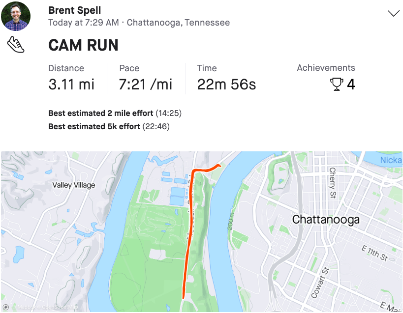 bmspell's tweet photo. New 5K PB #CamRun https://t.co/cEszfuNANA