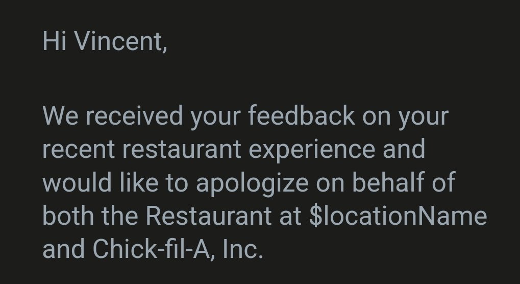 pougan's tweet photo. Love the personal touch @ChickfilA lol https://t.co/APVuDJJpyK
