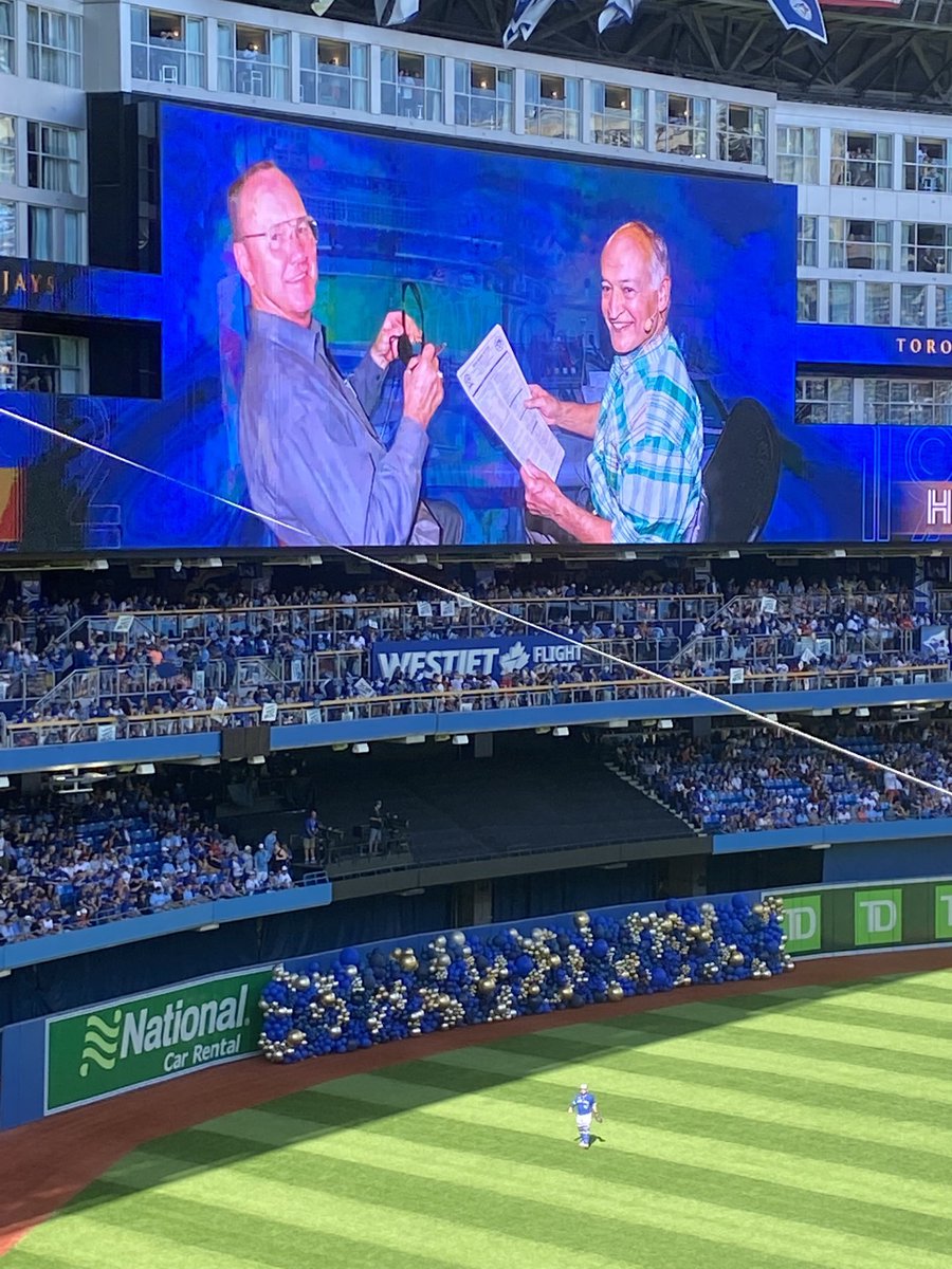 Wilnerness's tweet photo. Classy move to make Tom Cheek and Jerry Howarth part of this celebration. Well done, #Bluejays https://t.co/DzPNwEB3ub