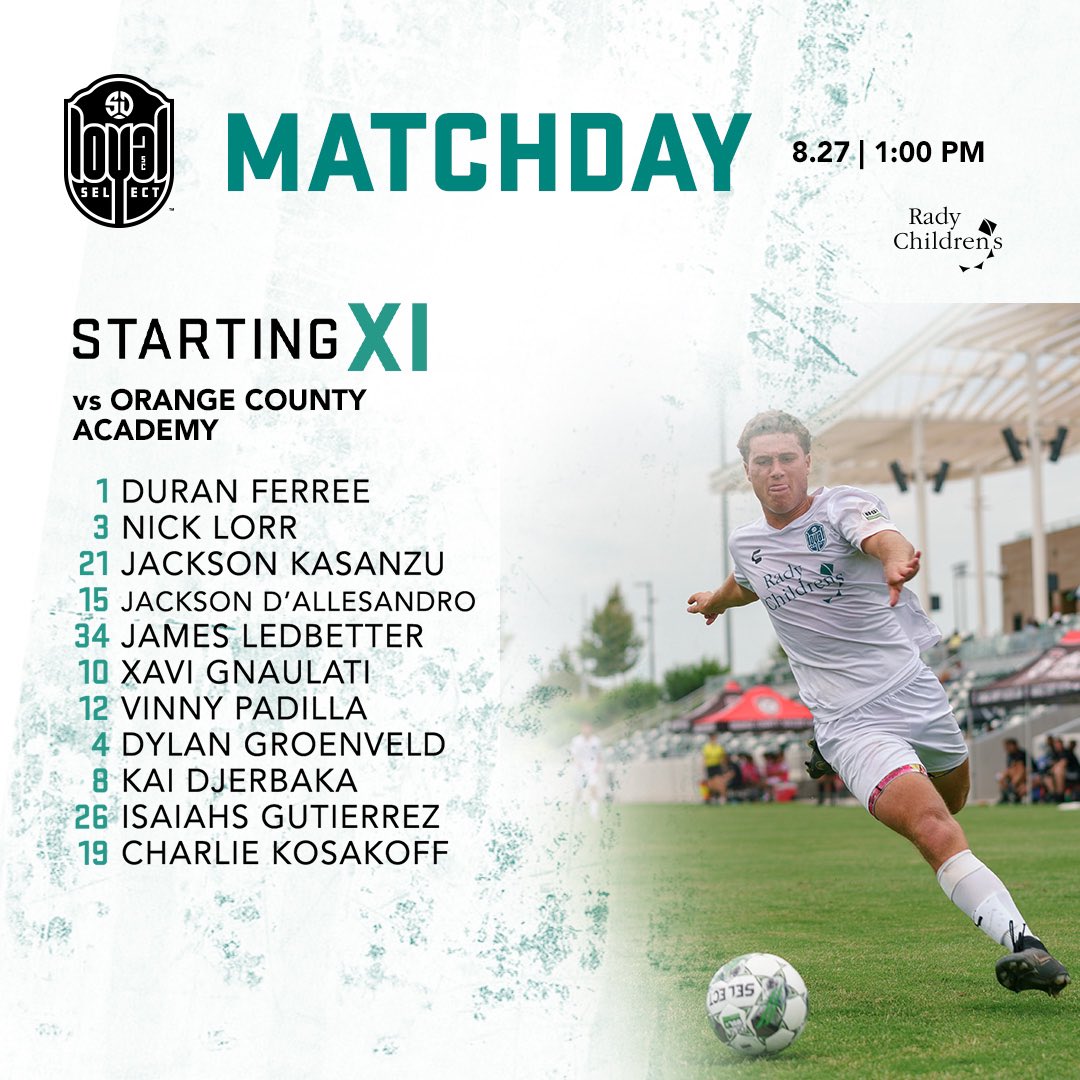 LoyalSelect's tweet image. Final match in San Diego looking to keep the perfect home record. 

#LoyalSelect | @radychildrens