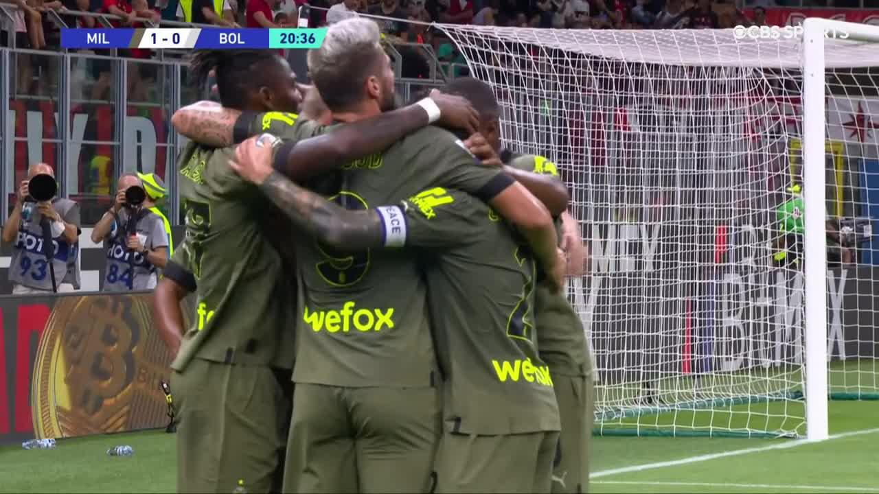 Rafael Leão gets his first Serie A goal of the season ⚫🔴”