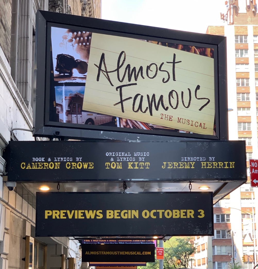 It’s really all happening. See you on October 3rd at the Jacobs Theatre, Broadway. #almostfamous #broadway #almostfamousbway