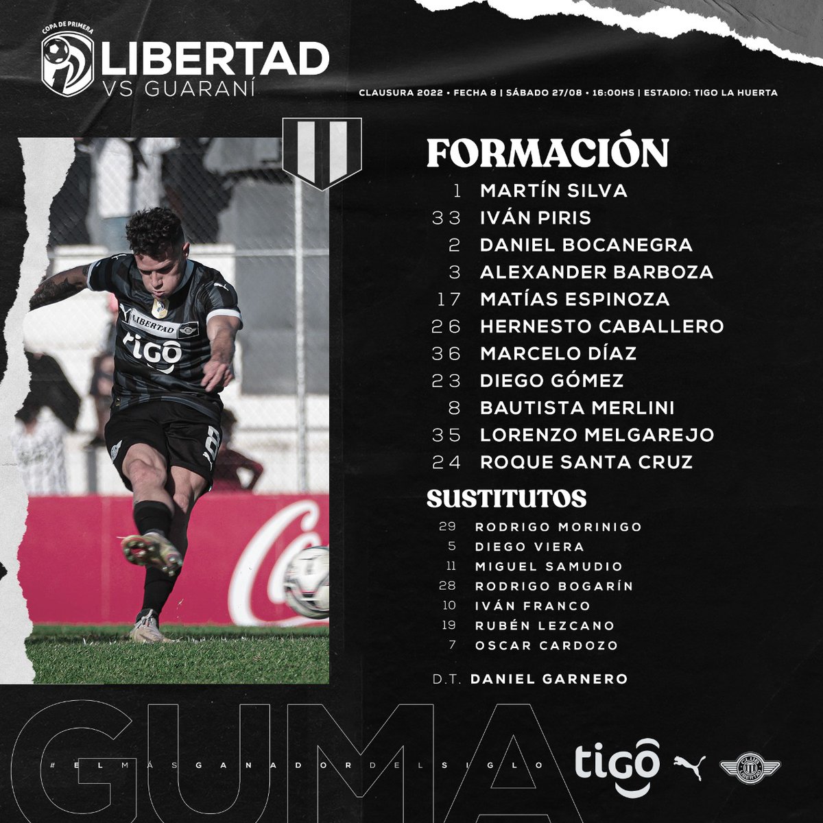 Juliosaza's tweet photo. Están confirmados los equipos: 

#Libertad vs #Guaraní 
#TorneoClausura 2️⃣0️⃣2️⃣2️⃣
#OctavaFecha https://t.co/CzkmH89QAj