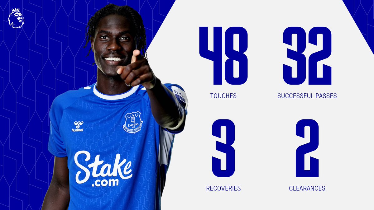 Everton's tweet photo. An impressive first #PL start from Amadou yesterday 👏 https://t.co/MlQY0iKemf