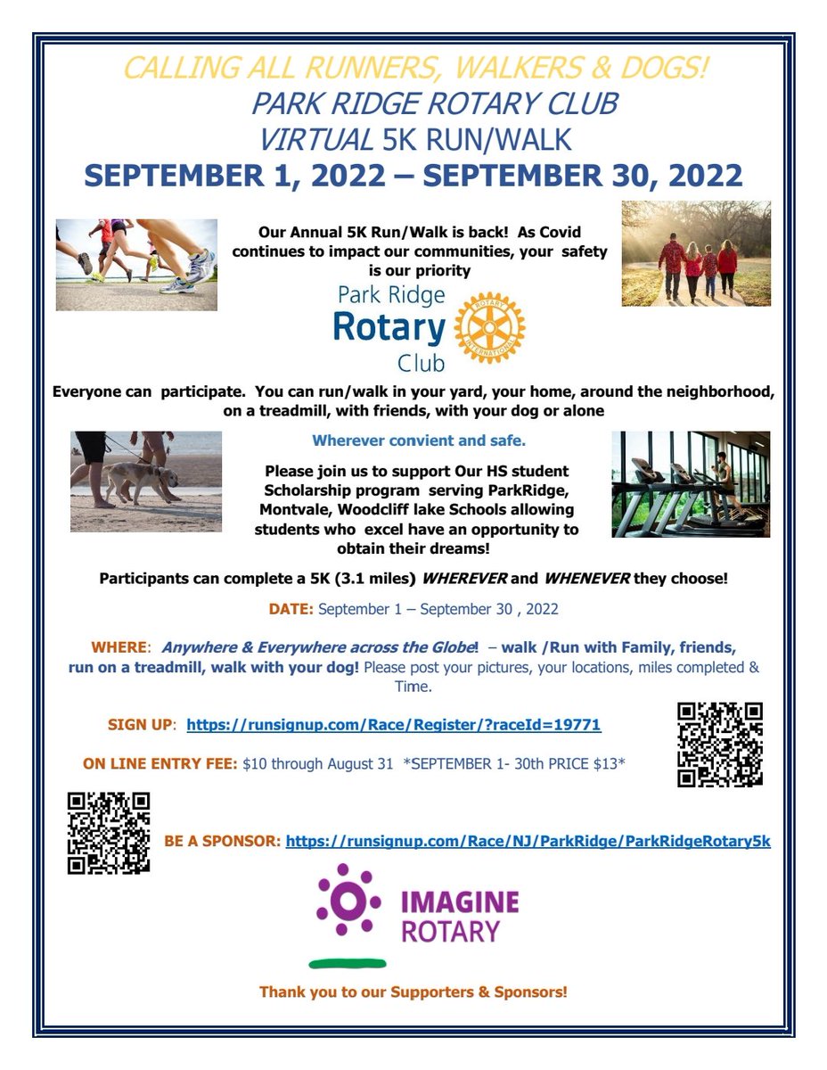 Support the Park Ridge Rotary's Virtual 5K all September long! #ImagineRotary #PeopleofAction #ServiceAboveSelf