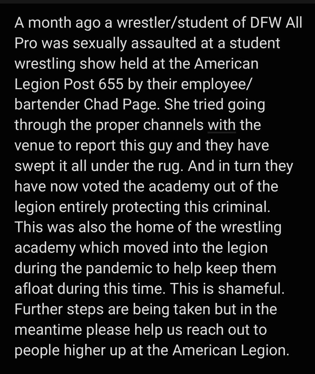 wrestlekate's tweet photo. Please Read, this is unacceptable 
@AmericanLegion https://t.co/bf9QYCTx5u