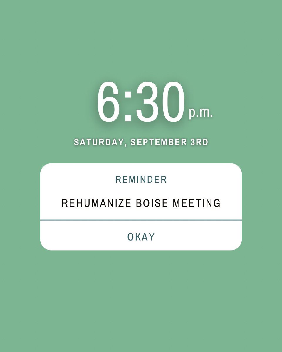 RehumanizeBoise's tweet photo. We will be having our first official meeting as a group one week from today at The Flying M in Nampa! If you are unable to attend in person, we have a google Meet link for you to join the meeting virtually. Please RSVP through the link in our bio :) https://t.co/IwsQJxOHML
