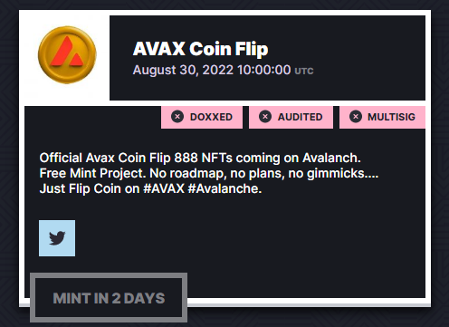 wenlaunchinfo's tweet photo. Another upcoming #freemint listed on #wenlaunch by a #bananaz holder.   Minting 8/30 on @0xCampfire 
https://t.co/PZcXYiMZPq
Submission to #wenlaunch is always free for #bananaz holders,  even if it's not your project.  
Tomorrow at 19:00 UTC #WenLaunch goes live.  #avax https://t.co/z7F6athWyt