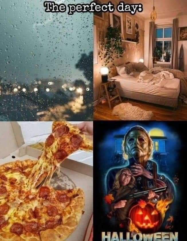 RealMMyers78's tweet photo. The perfect day? 🍕🎃🔪 https://t.co/F0czaEgQKC