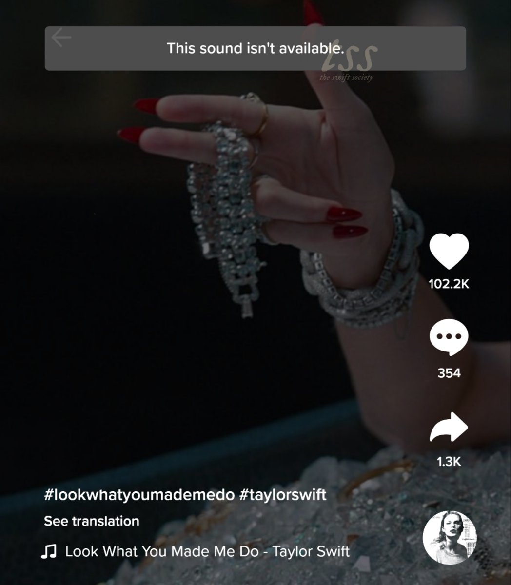 TheSwiftSociety's tweet photo. ‼️| @TaylorSwift13's 'Look What You Made Me Do' is no longer available on TikTok. https://t.co/ZI8bLuCD07
