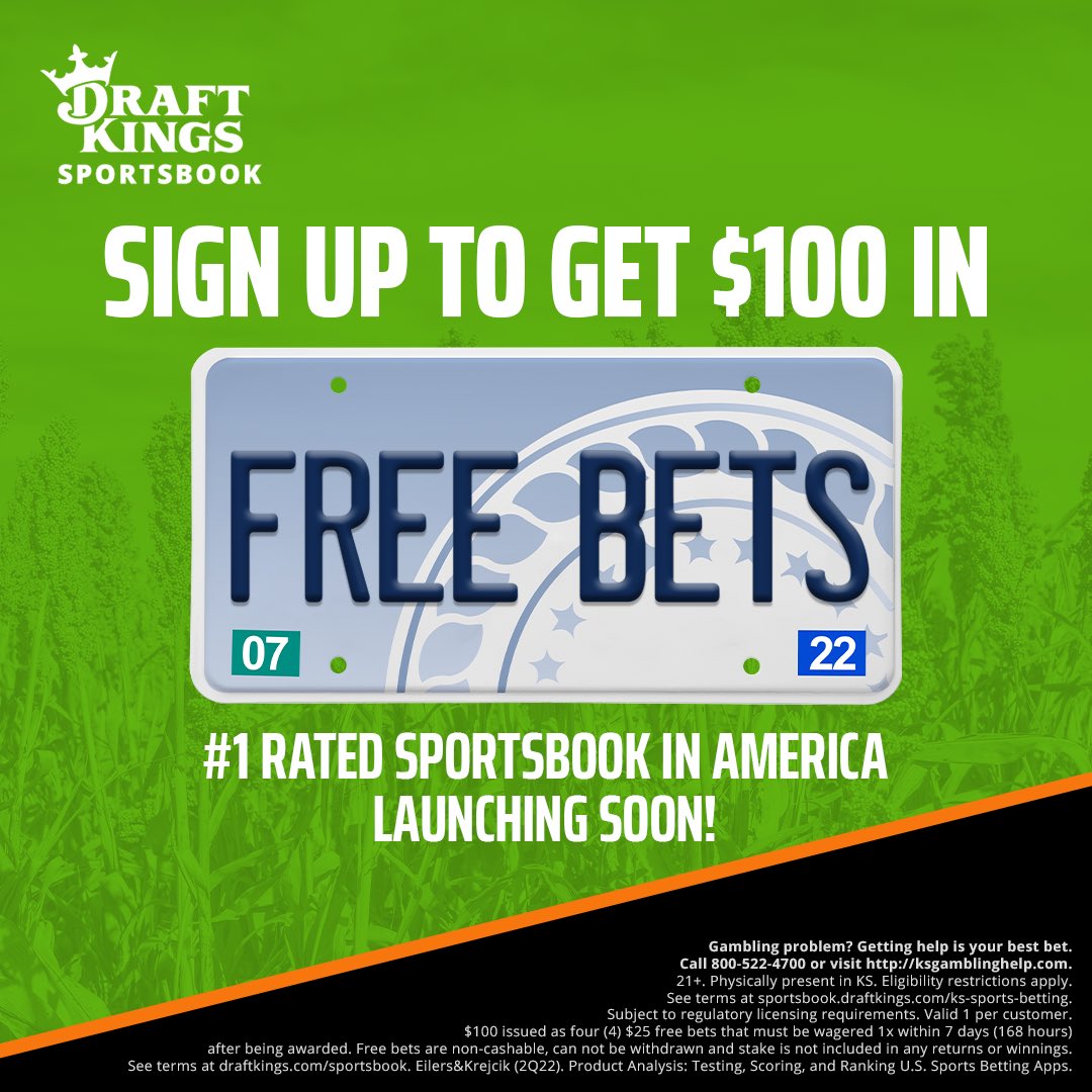 SGGpromotions's tweet photo. 5 days until you can legally bet in Kansas💰

Take advantage of this $100 prelaunch bonus ⬇️

1️⃣ Claim your $100 DraftKings free bet: https://t.co/WGBju0wZcj
2️⃣ Sign up with DraftKings
3️⃣ Have $100 in your account for when online wagering officially launches 📈

T&amp;Cs Apply. 21+. https://t.co/O2zApyAuNu