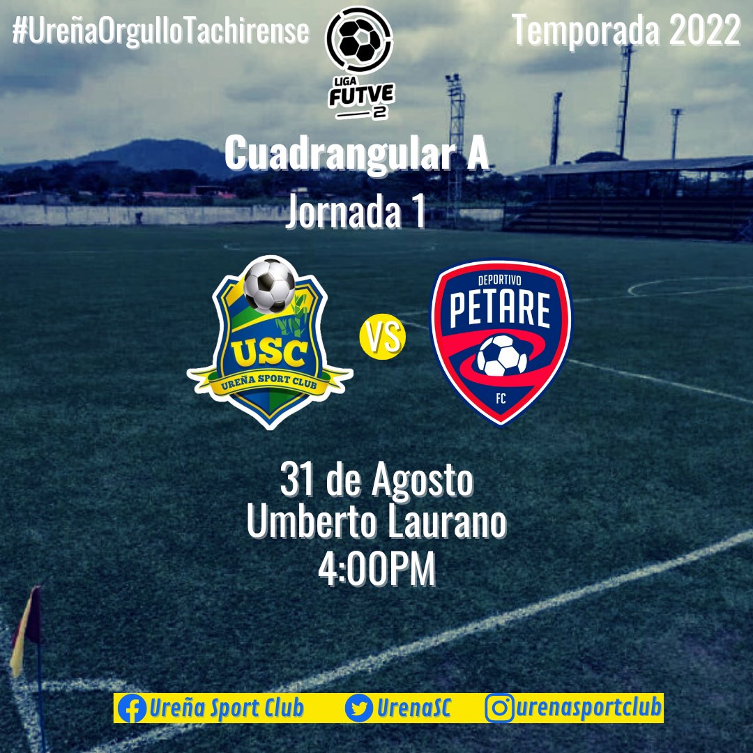 UrenaSC's tweet photo. 🔜A iniciar con pie derecho el Cuadrangular Final💛💙💚

🆚Deportivo Petare
📆Miércoles 31/08
⌚4:00PM
🏟️Polideportivo Umberto Laurano
💻Ureña SC - TV
💯Jornada 1

#UreñaOrgulloTachirense #LigaFUTVE2 https://t.co/9UJuJrV92O