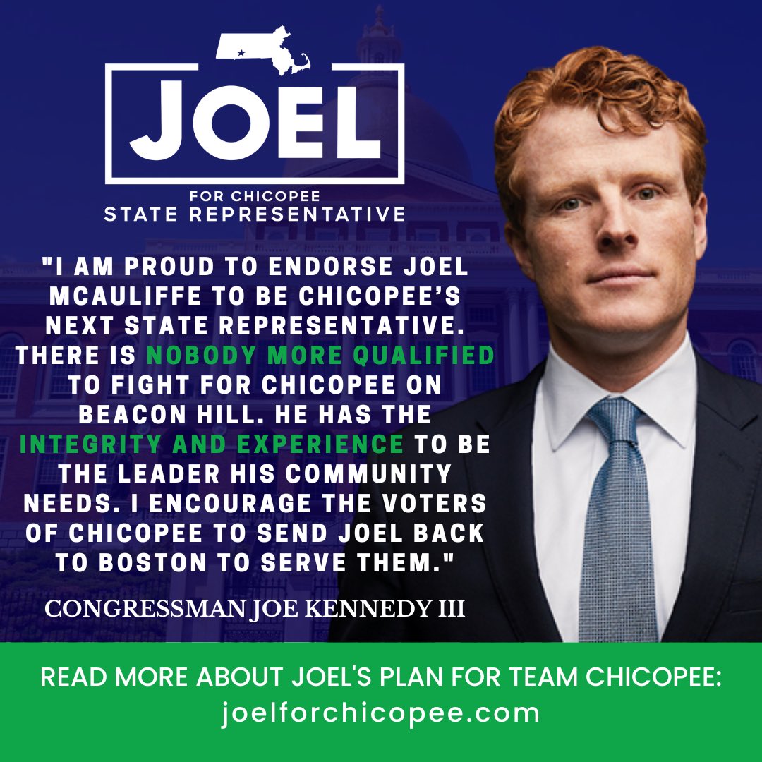 🚨ENDORSEMENT ALERT🚨

Joe's with Joel!

Congressman Joe Kennedy III endorses Joel for State Representative!

READ MORE: medium.com/@JoelforChicop…