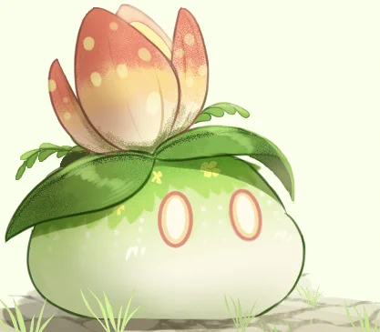 おはようござい!息抜きに草スライム君描いてみまスたメインの絵は今夜アップするマス 