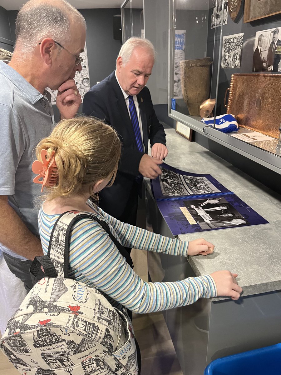 ray_montgomerie's tweet photo. The family of ⁦@FinishedPlayers⁩ ⁦@KilmarnockFC⁩ and League Champion winner Jackie McGrory were guests of the club for todays game against ⁦@MotherwellFC⁩. The family now stay in Washington USA🇺🇸and were shown our museum by club Historian John Livingston.⁦⚽️ https://t.co/lyc165pDqc