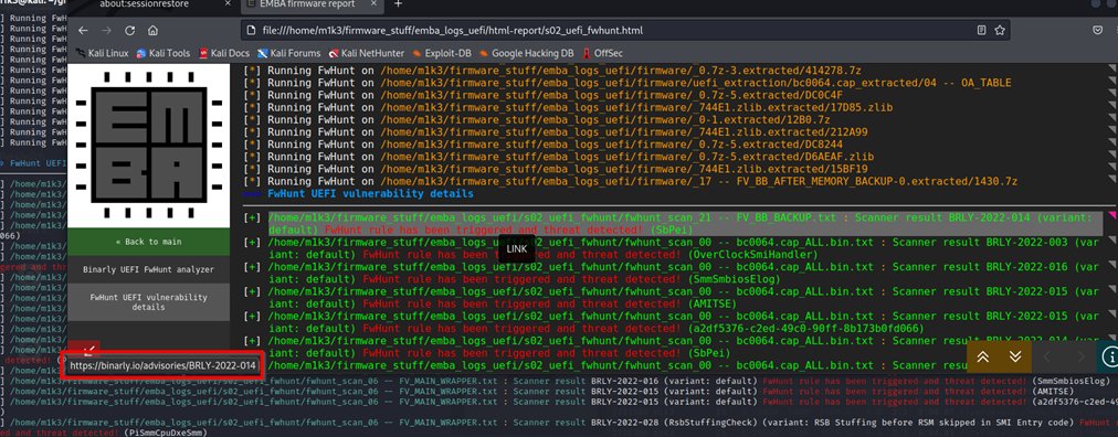 securefirmware's tweet image. Are you interested in UEFI firmware analysis via @binarly_io FwHunt (github.com/binarly-io/fwh…) in EMBA?