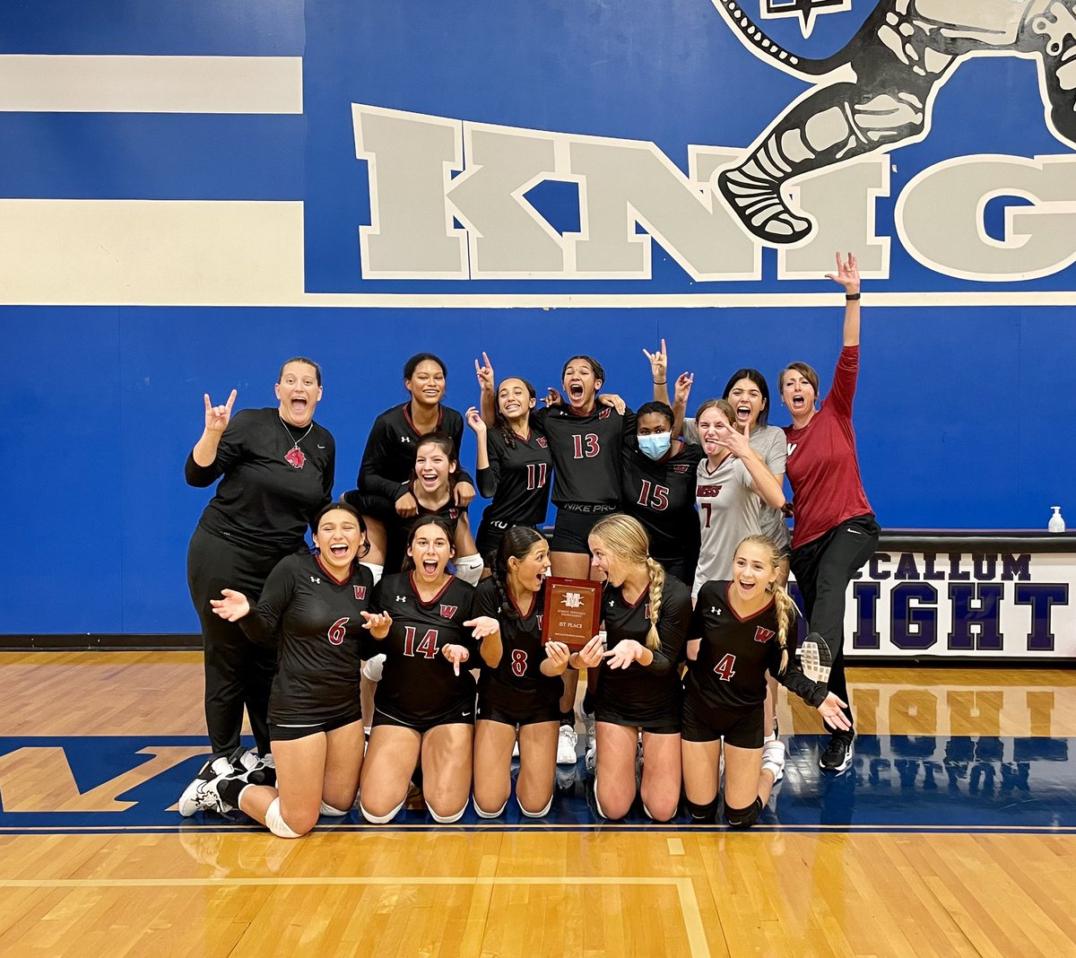 weissvolleyball's tweet photo. 🚨SCHOOL HISTORY just was made!🤩 Weiss 9A w/our programs very first 1st Place🥇finish! 👀 👀McCallum FR Tourney Champions! 🐺💪🏼 So very PROUD of you ladies!! @PfISDAthletics @pfisd @WeissHighSchool @Weiss_ABC @FlxAtx @varsity_news @WeissCheer #BeTheOneWolfpack #EarnedNotGiven https://t.co/OBzHcH9Aln