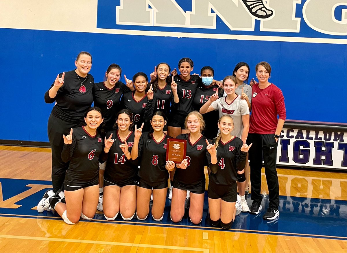 weissvolleyball's tweet photo. 🚨SCHOOL HISTORY just was made!🤩 Weiss 9A w/our programs very first 1st Place🥇finish! 👀 👀McCallum FR Tourney Champions! 🐺💪🏼 So very PROUD of you ladies!! @PfISDAthletics @pfisd @WeissHighSchool @Weiss_ABC @FlxAtx @varsity_news @WeissCheer #BeTheOneWolfpack #EarnedNotGiven https://t.co/OBzHcH9Aln