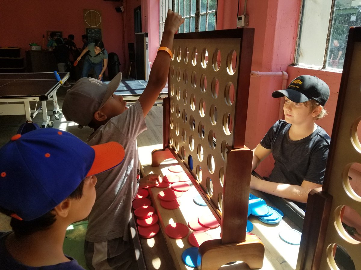 410E9th's tweet photo. Spent the morning at @MS136DEWEY running fielding drills. Melted. Quickly transitioned to some shio and ramen @JapanVillageBK in @IndustryCity. Finished off with Skeet Ball, Ping Pong, Basketball, and Connect Four at the game room. #NYCD10, our kids know you - end to end. https://t.co/C8uRV46s3A