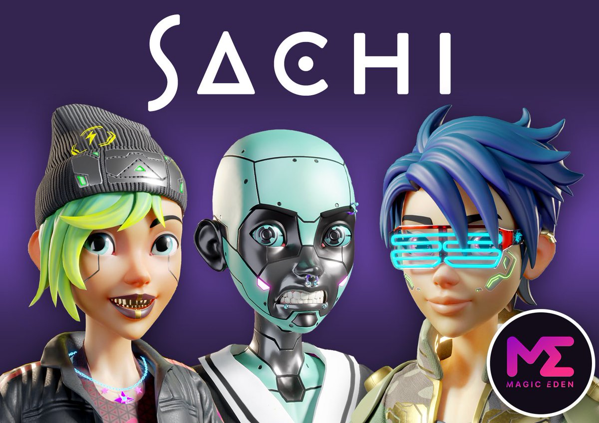 We are excited to announce the launch of Sachi on <a href="/MagicEden/">Magic Eden 🪄</a> launchpad on 6th September.

🎨Solana's first real time 3D avatar
🎨Most expensive PFP collection of Solana
🎨Created by <a href="/HclDesign/">Hong</a> and his team (Lead character artist of world top game companies Blizzard/Overwatch/EA)