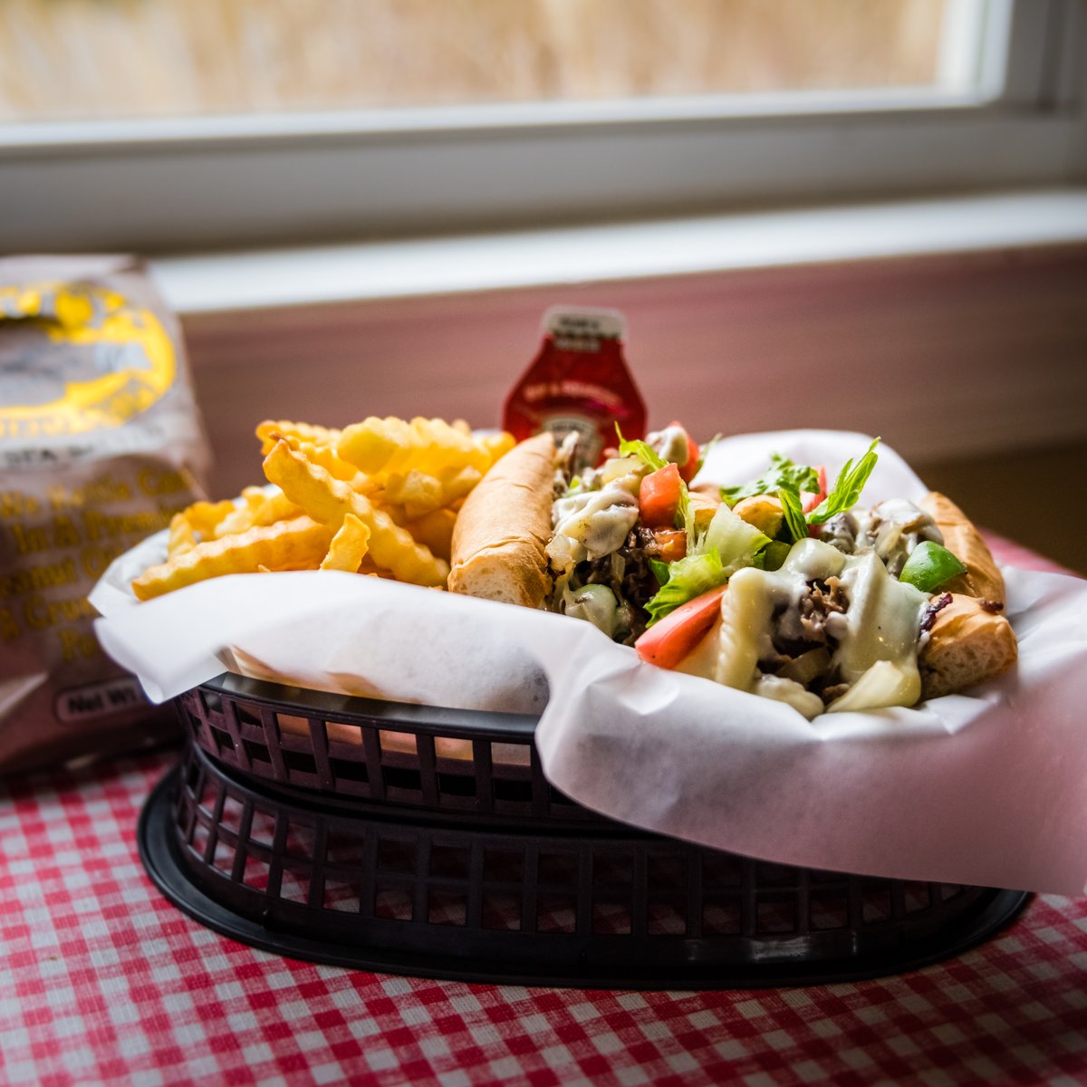 CovertCafe's tweet photo. The secret to a good mood is a bite of our cheesesteak sandwiches. Join us until 7 PM for a taste! #EasyToLove https://t.co/l6DWAoMJJb