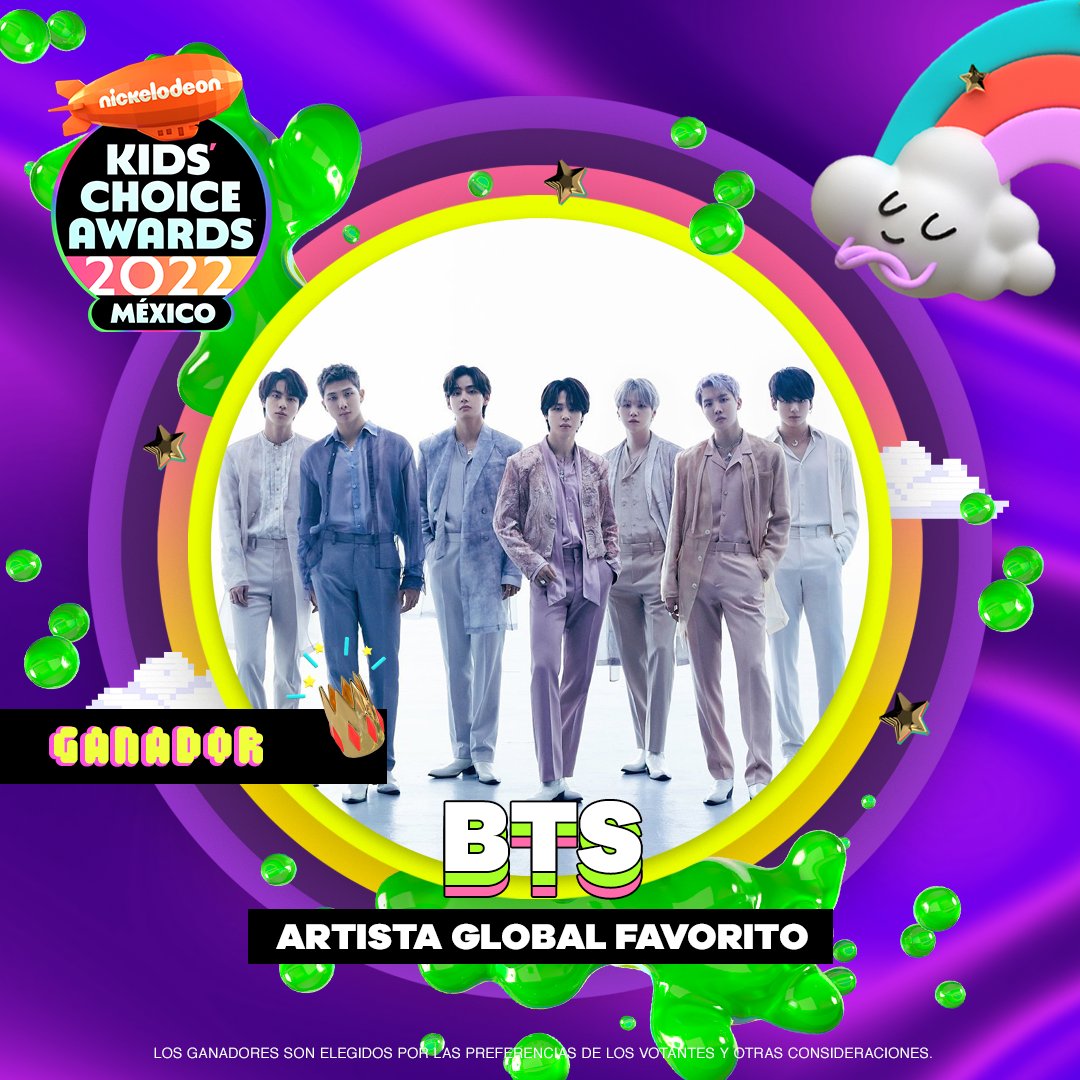 NickelodeonLA's tweet photo. ¡@bts_bighit lo dio TODO en esta edición! Un aplauso a ARMY que votó sin parar👏🏻 💜 Muchas felicidades 😎#KCAMexico2022 https://t.co/JaR1wtjYkj