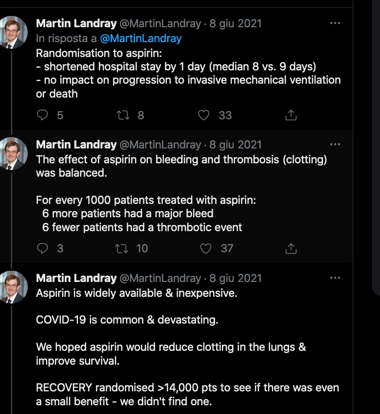 afderas's tweet photo. diceva #Burioni a giugno '21 che secondo una ricerca #Aspirina non dava alcun riscontro positivo Citava il prof #Landray che snocciolava i risultati Oggi MarioNegri e #lancet ci dicono che basta un'aspirina e il 90% non va in ospedale
Chi mente o ha mentito?
#antinfiammatori https://t.co/EWJFowPpFL