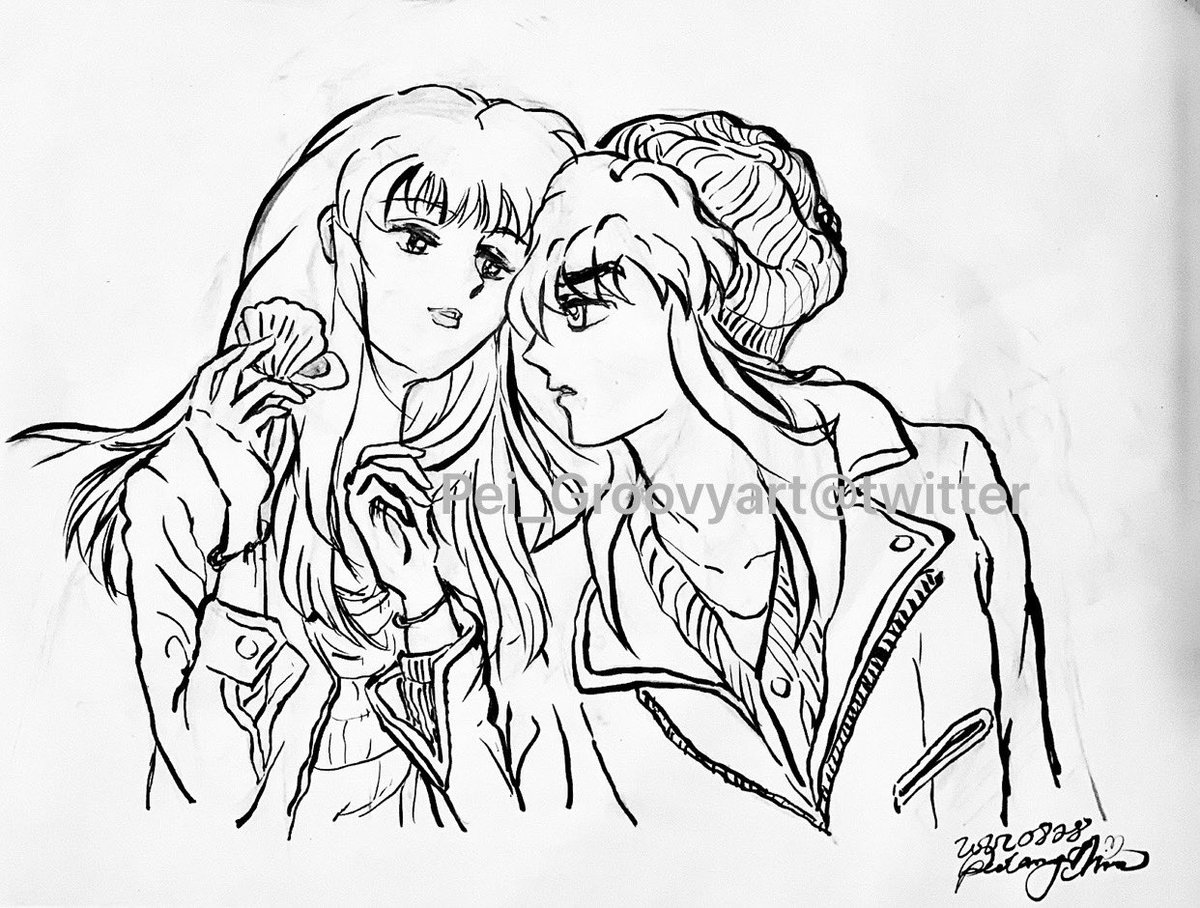 Pei_Groovyart's tweet photo. Kikyo tries on the rouge and Inu just wants press his lips on her.😍
The red thread is on both of their wrists. Couples will wear that to show they are together (the thread of fate).
#inukik #inukikmonth #inuyasha #inukyomonth2022 #threadoffate #rouge https://t.co/uhrDoXuPFa