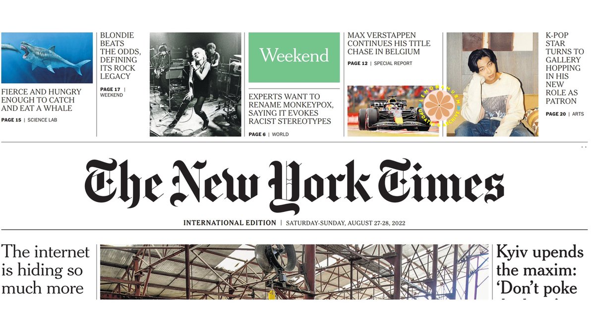 randomjoonie's tweet photo. NAMJOON NEW YORK TIMES HEADLINER https://t.co/JblL3rEkXD