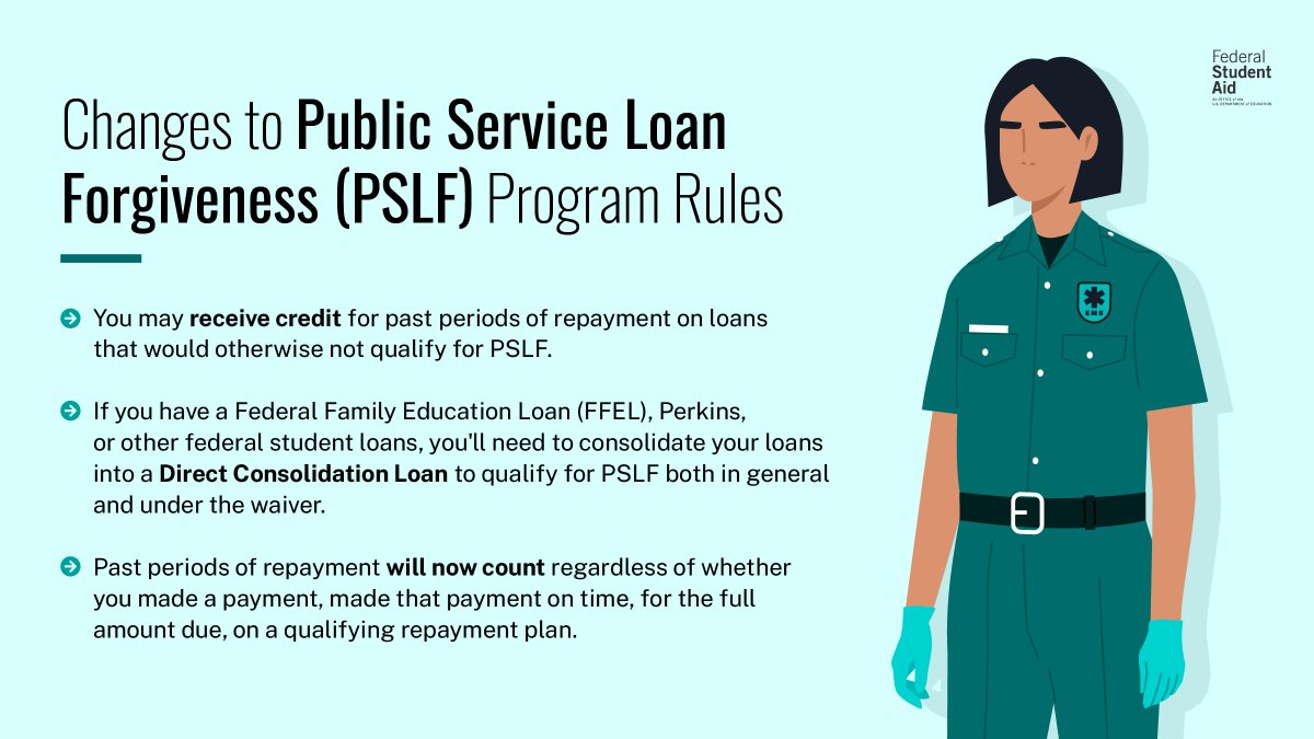 Have you worked in the public or nonprofit sectors? Don’t miss the opportunity to take advantage of the limited Public Service Loan Forgiveness waiver.​ These changes are applicable until Oct. 31, 2022:  go.usa.gov/xuG9U
