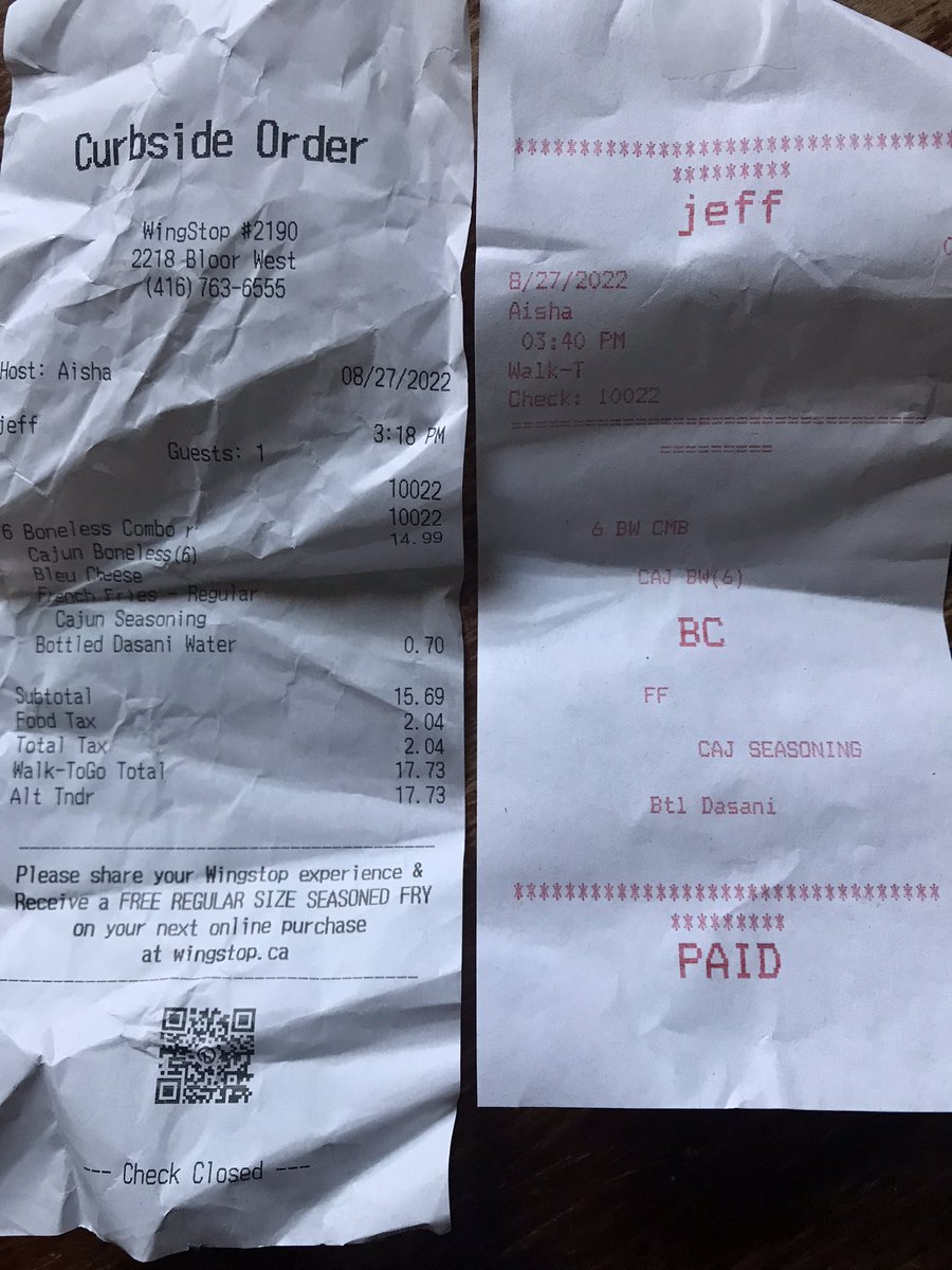 Geoff_Cost's tweet photo. @WingstopCanada very disappointed with my 1st visit. 6 boneless wings took 22 minutes when the place was dead. Also a few of the wings were more like mini nuggets. https://t.co/VkIKu5ZL55