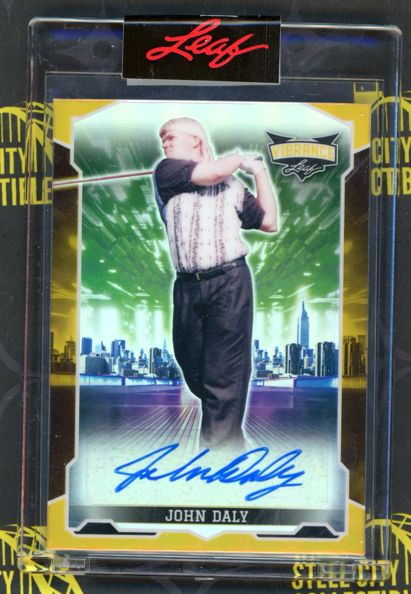 SCCTradingCards's tweet image. Grip it, and rip it! Ripping heaters like this John Daly 1/1 autograph that is just unbeLEAFable in the Steel City Break Room! #TylerPullsFire #SteelCityBreakRoom #LeafVibrance @Leaf_Cards @PGA_JohnDaly